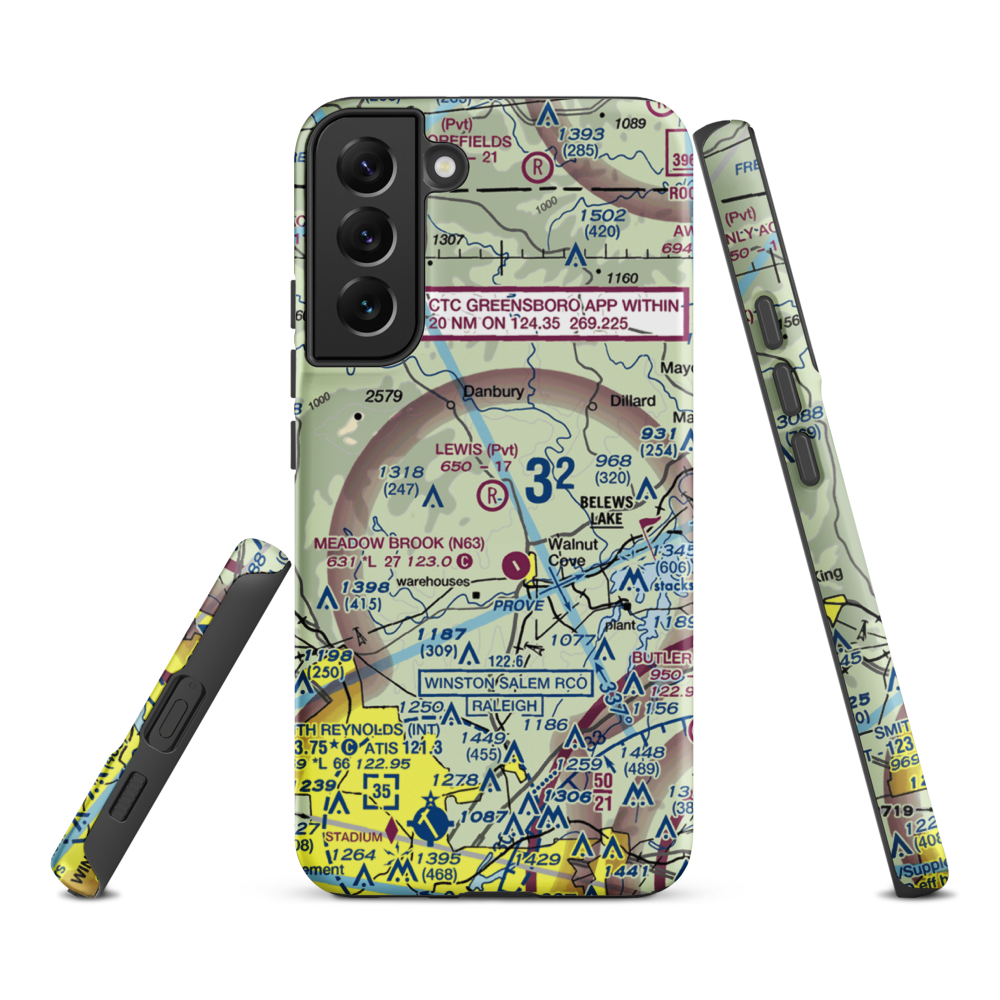 Lewis Airstrip (7NC7) VFR Sectional Samsung Phone Case Samsung Galaxy S22 Plus model shown