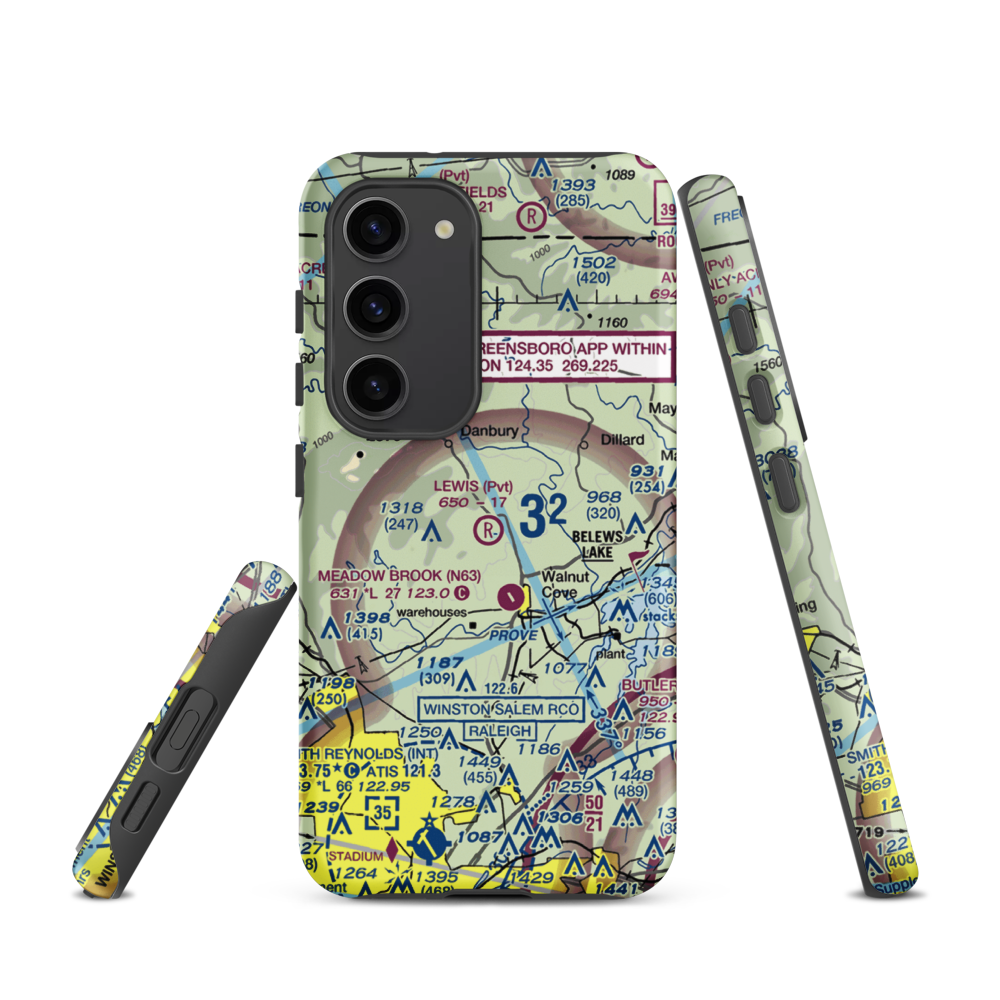 Lewis Airstrip (7NC7) VFR Sectional Samsung Phone Case Samsung Galaxy S23 model shown