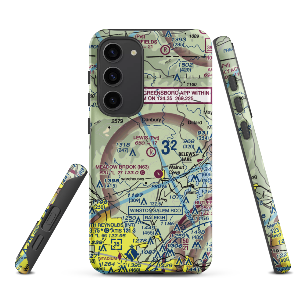 Lewis Airstrip (7NC7) VFR Sectional Samsung Phone Case Samsung Galaxy S23 Plus model shown