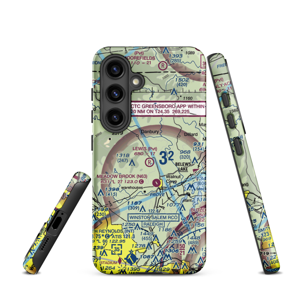 Lewis Airstrip (7NC7) VFR Sectional Samsung Phone Case Samsung Galaxy S24 model shown