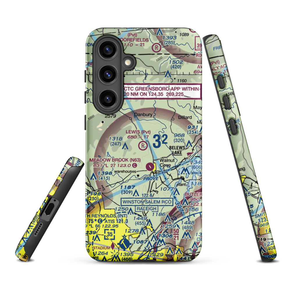 Lewis Airstrip (7NC7) VFR Sectional Samsung Phone Case Samsung Galaxy S24 Plus model shown