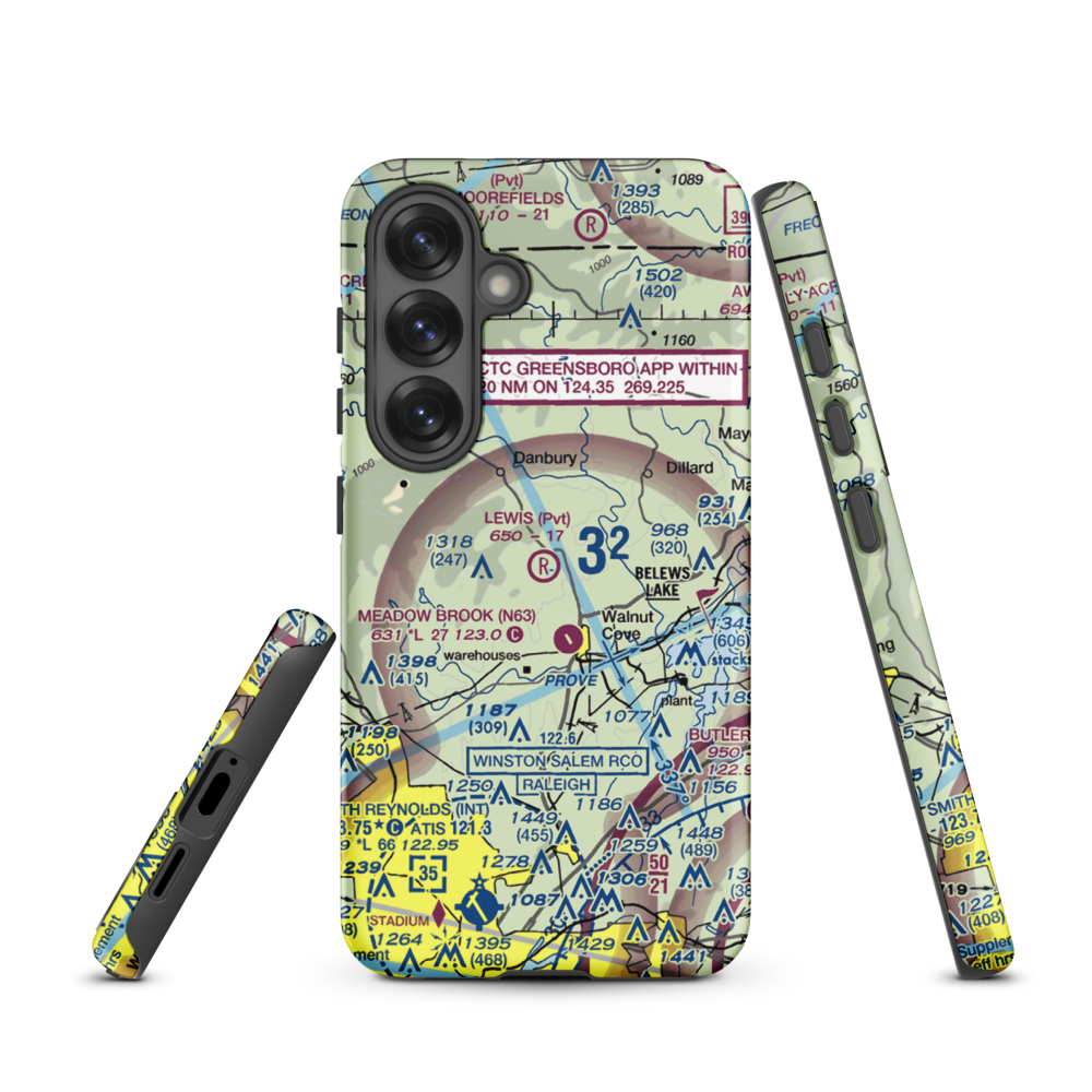 Lewis Airstrip (7NC7) VFR Sectional Samsung Phone Case Samsung Galaxy S25 model shown
