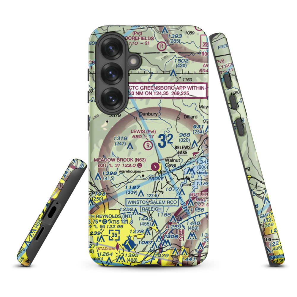 Lewis Airstrip (7NC7) VFR Sectional Samsung Phone Case Samsung Galaxy S25 Plus model shown