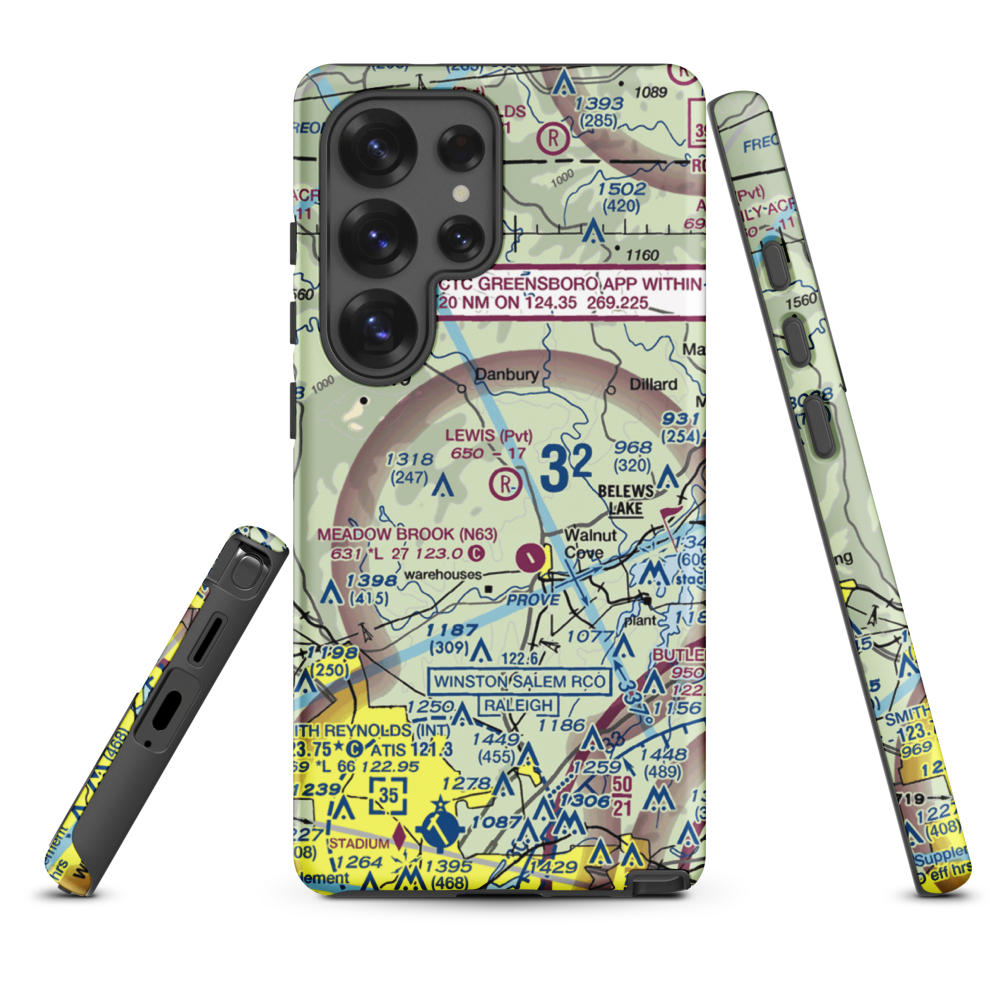 Lewis Airstrip (7NC7) VFR Sectional Samsung Phone Case Samsung Galaxy S25 Ultra model shown