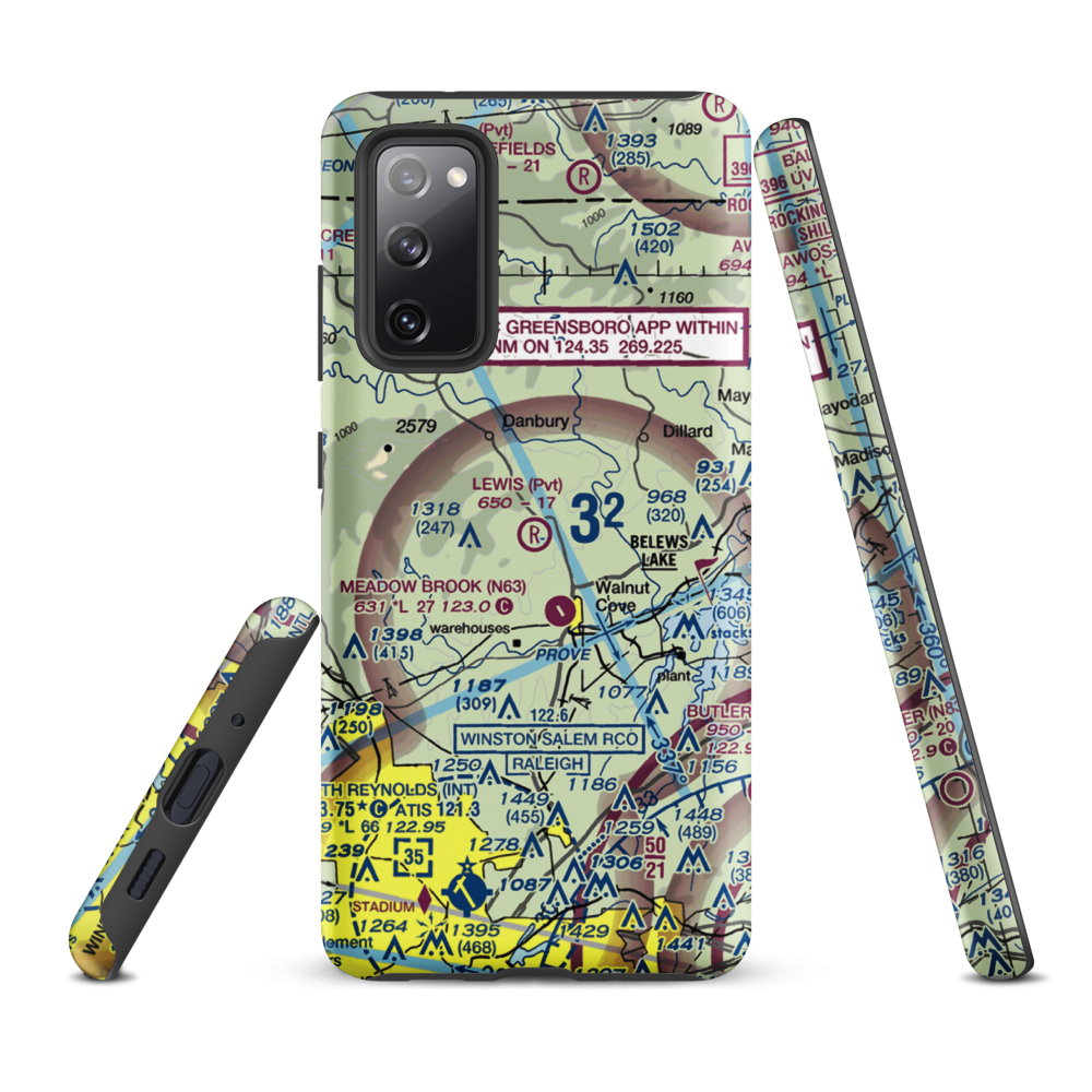 Lewis Airstrip (7NC7) VFR Sectional Samsung Phone Case Samsung Galaxy S20 FE model shown