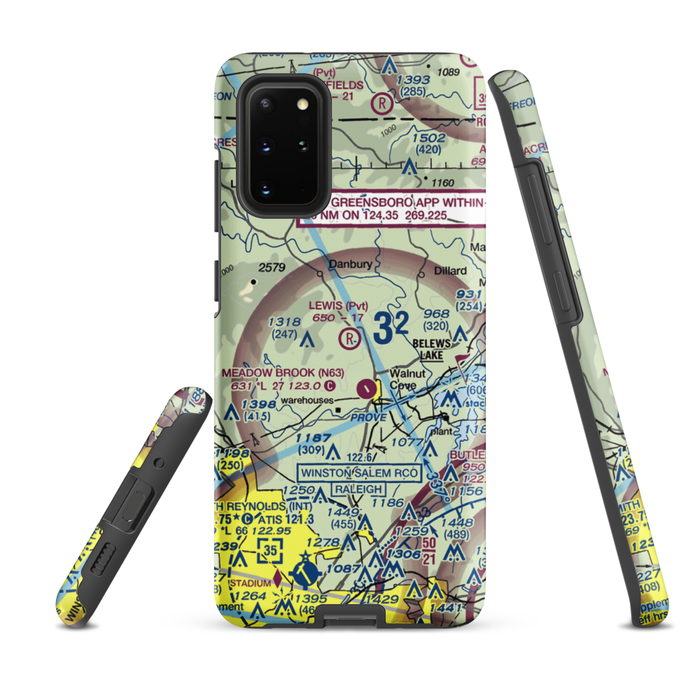 Lewis Airstrip (7NC7) VFR Sectional Samsung Phone Case Samsung Galaxy S20 Plus model shown