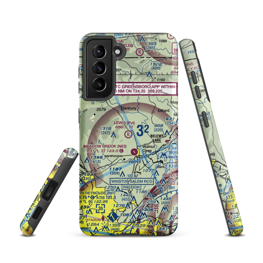 Lewis Airstrip (7NC7) VFR Sectional Samsung Phone Case Samsung Galaxy S21 model shown