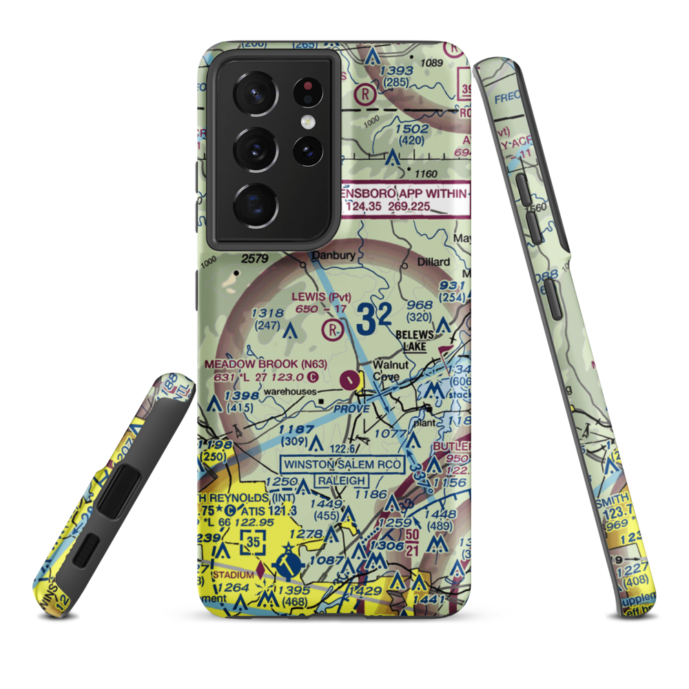 Lewis Airstrip (7NC7) VFR Sectional Samsung Phone Case Samsung Galaxy S21 Plus model shown