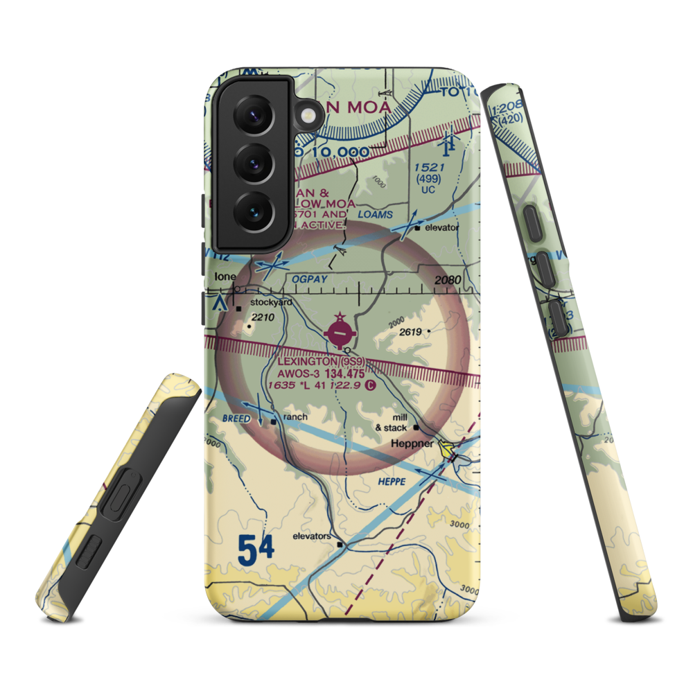 Lexington Airport (9S9) VFR Sectional Samsung Phone Case Samsung Galaxy S22 Plus model shown