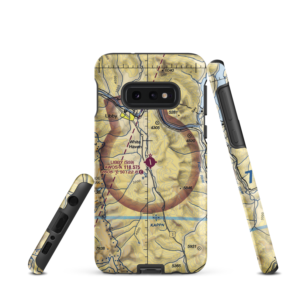 Libby Airport (S59) VFR Sectional Samsung Phone Case Samsung Galaxy S10e model shown