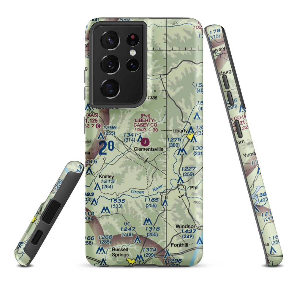 Liberty-Casey County Airport (53KT) VFR Sectional Samsung Phone Case Samsung Galaxy S21 Ultra model shown
