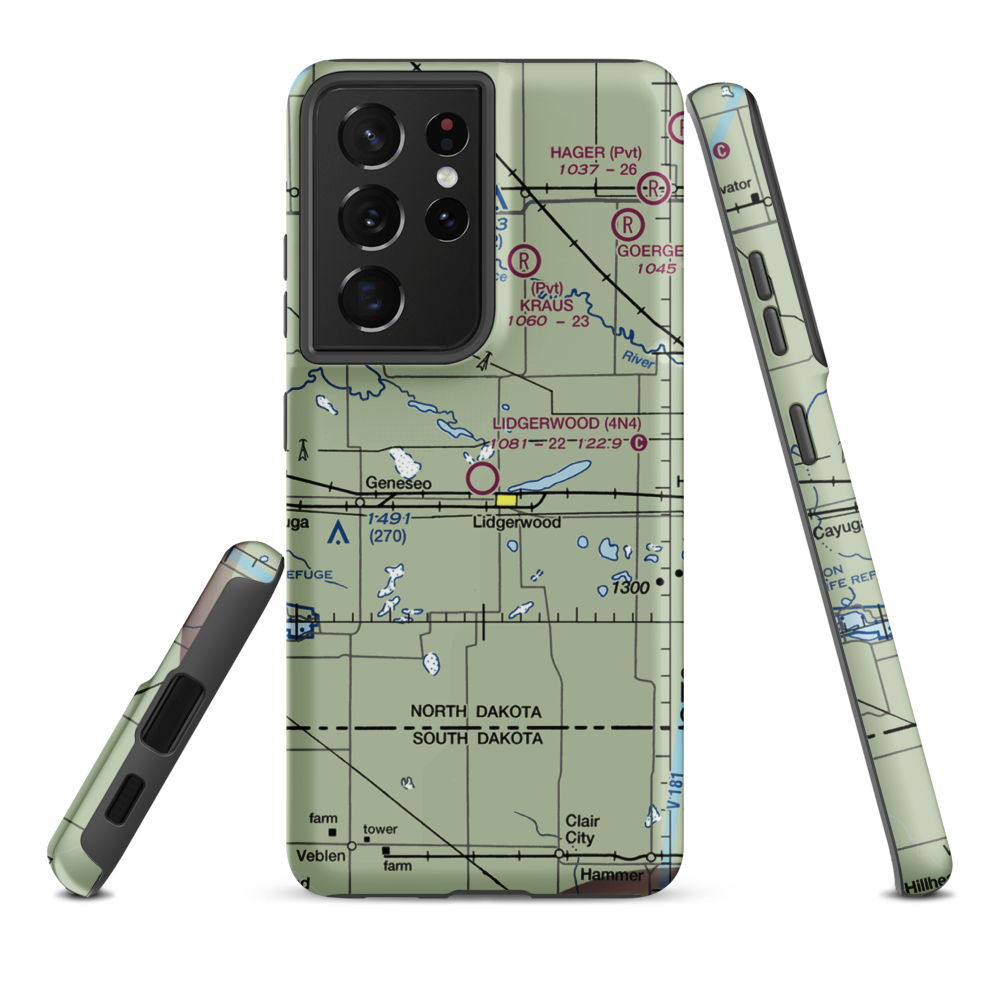 Lidgerwood Municipal Airport (4N4) VFR Sectional Samsung Phone Case Samsung Galaxy S21 Plus model shown