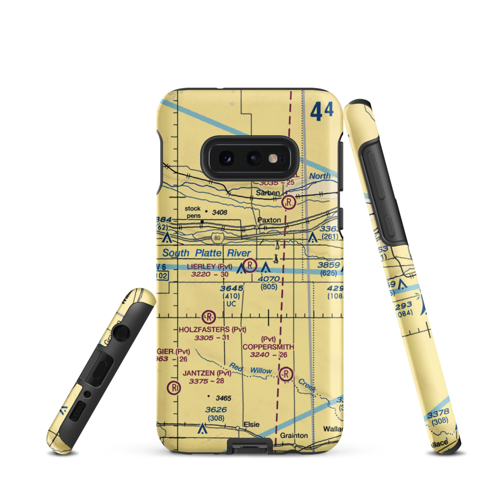 Lierley Farms Airport (7NE5) VFR Sectional Samsung Phone Case Samsung Galaxy S10e model shown