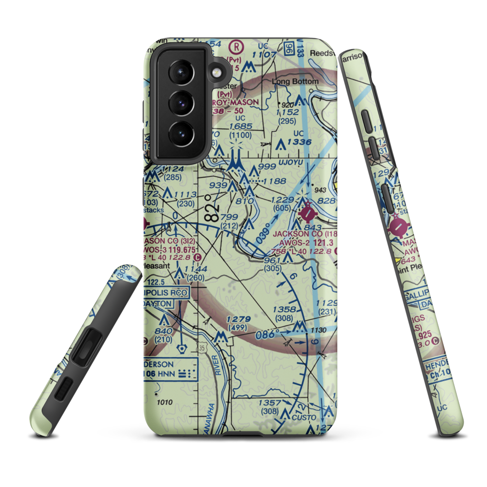 Lieving Airport (WV71) VFR Sectional Samsung Phone Case Samsung Galaxy S21 Plus model shown