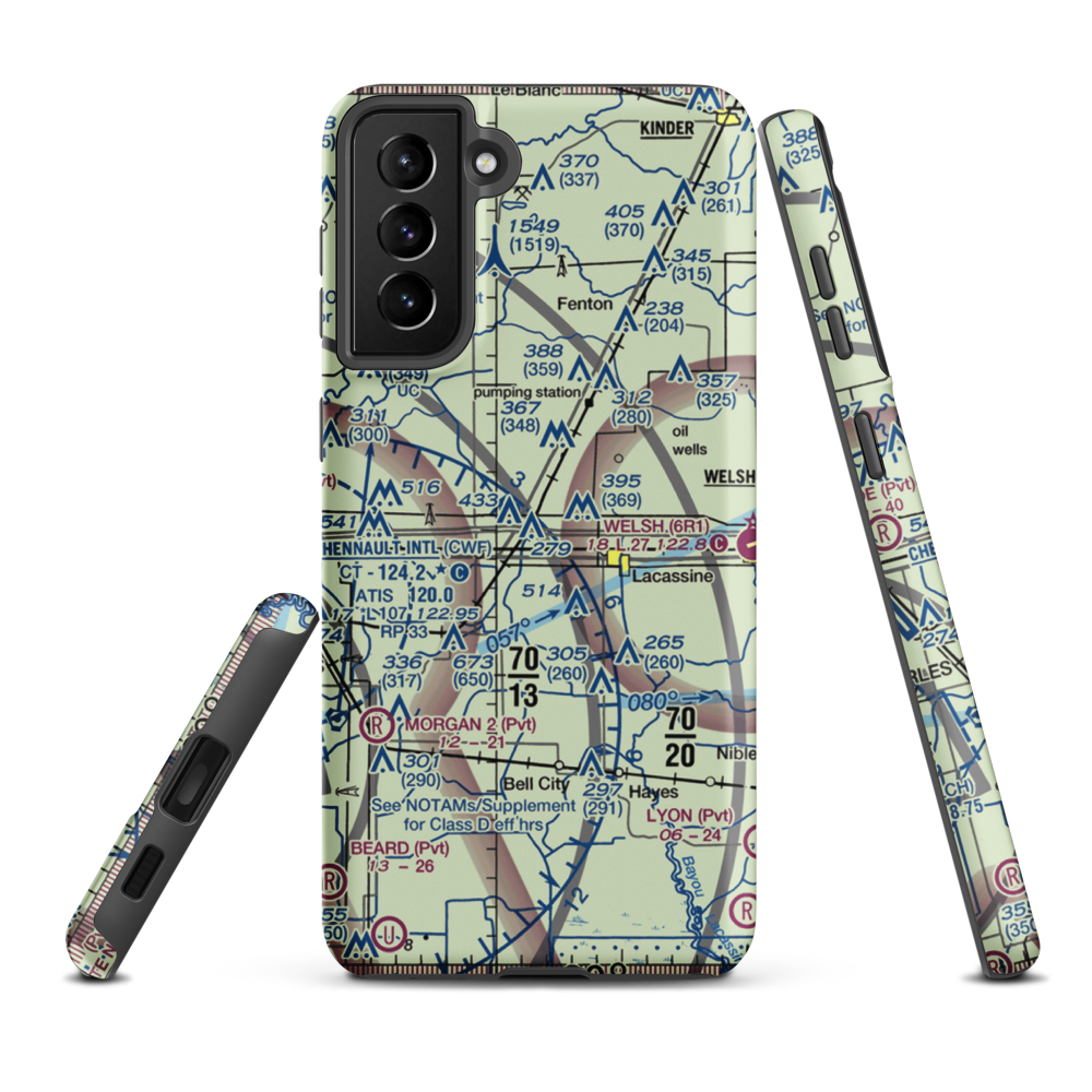 Light Plane Flyers Airfield (LS36) VFR Sectional Samsung Phone Case Samsung Galaxy S21 Plus model shown