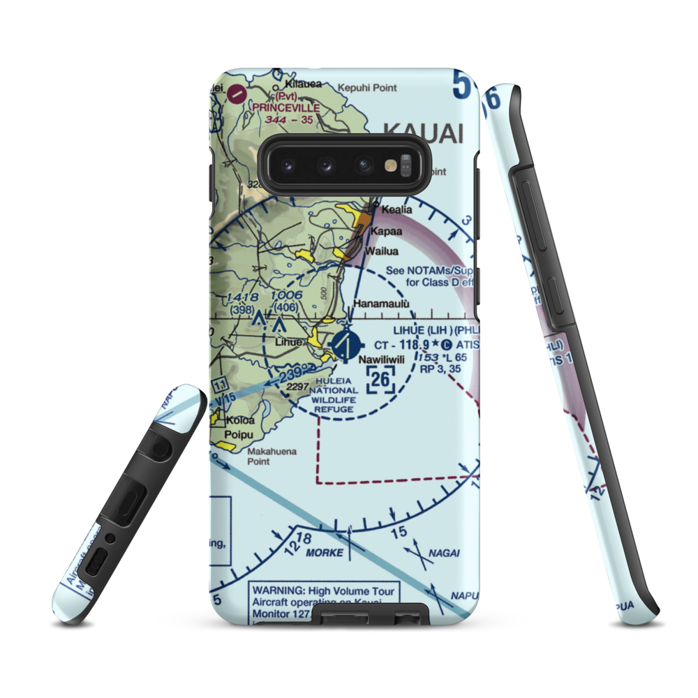 Lihue Airport (LIH) VFR Sectional Samsung Phone Case Samsung Galaxy S10 Plus model shown