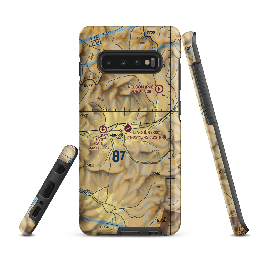 Lincoln Airport (S69) VFR Sectional Samsung Phone Case Samsung Galaxy S10 Plus model shown