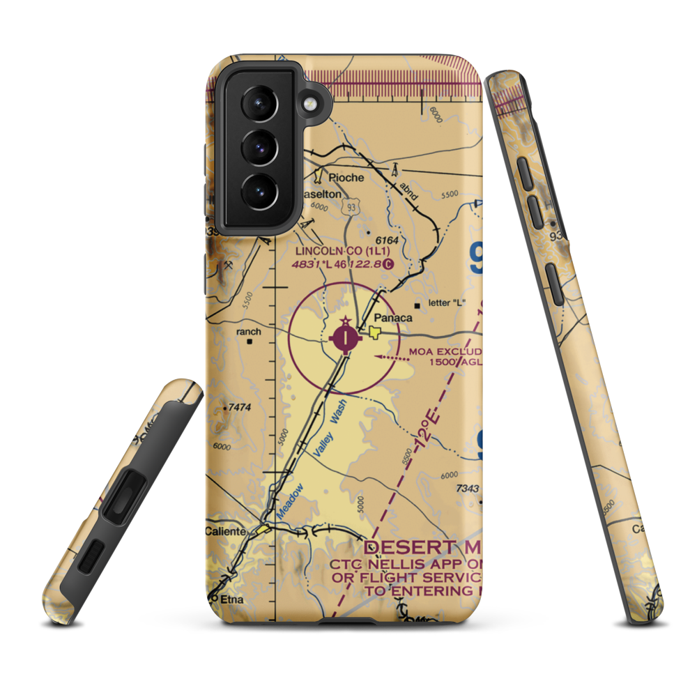 Lincoln County Airport (1L1) VFR Sectional Samsung Phone Case Samsung Galaxy S21 FE model shown
