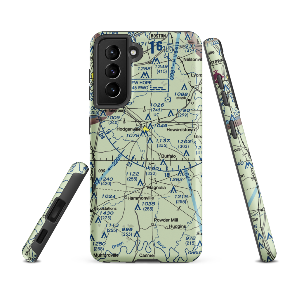 Lincoln Farm Airport (21KY) VFR Sectional Samsung Phone Case Samsung Galaxy S21 FE model shown