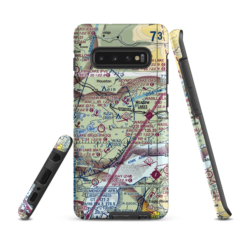 Lincoln Village Airpark (89AK) VFR Sectional Samsung Phone Case Samsung Galaxy S10 Plus model shown