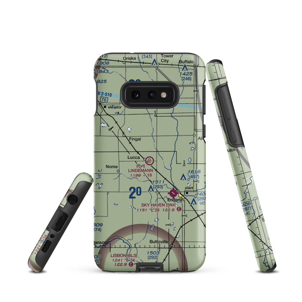 Lindemann Airport (ND35) VFR Sectional Samsung Phone Case Samsung Galaxy S10e model shown