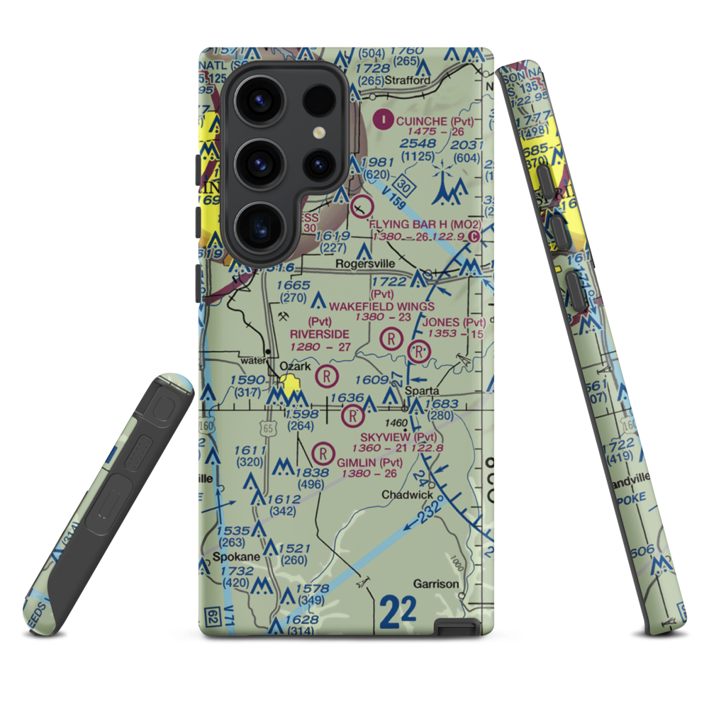 Linden Air Airport (MO66) VFR Sectional Samsung Phone Case Samsung Galaxy S23 Ultra model shown