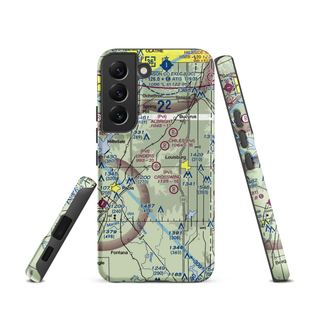 Linders Cow-Chip Airport (7KS6) VFR Sectional Samsung Phone Case Samsung Galaxy S22 model shown