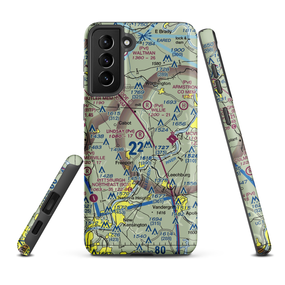 Lindsay Airport (PN25) VFR Sectional Samsung Phone Case Samsung Galaxy S21 Plus model shown