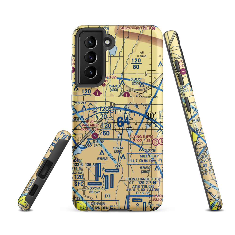 Lindys Airpark (7CO3) VFR Sectional Samsung Phone Case Samsung Galaxy S21 FE model shown