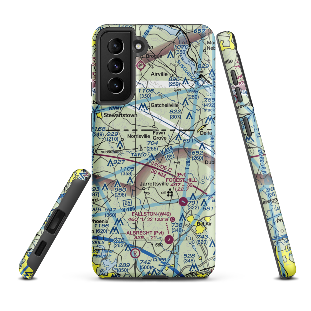 Links Airport (MD88) VFR Sectional Samsung Phone Case Samsung Galaxy S21 Plus model shown