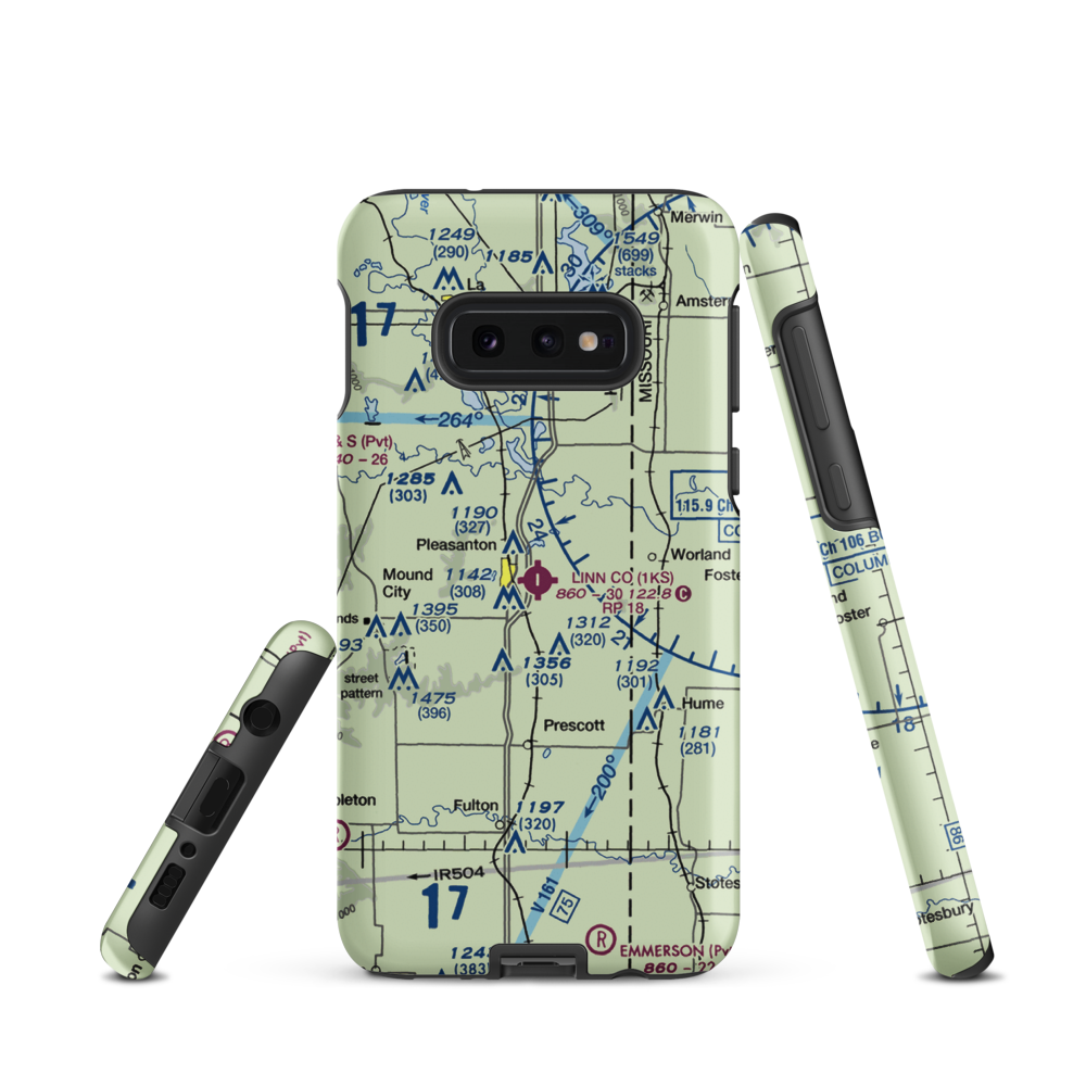 Linn County Airport (1KS) VFR Sectional Samsung Phone Case Samsung Galaxy S10e model shown