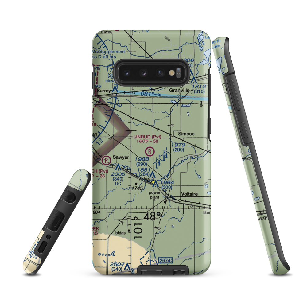 Linrud Airstrip (NA13) VFR Sectional Samsung Phone Case Samsung Galaxy S10 Plus model shown