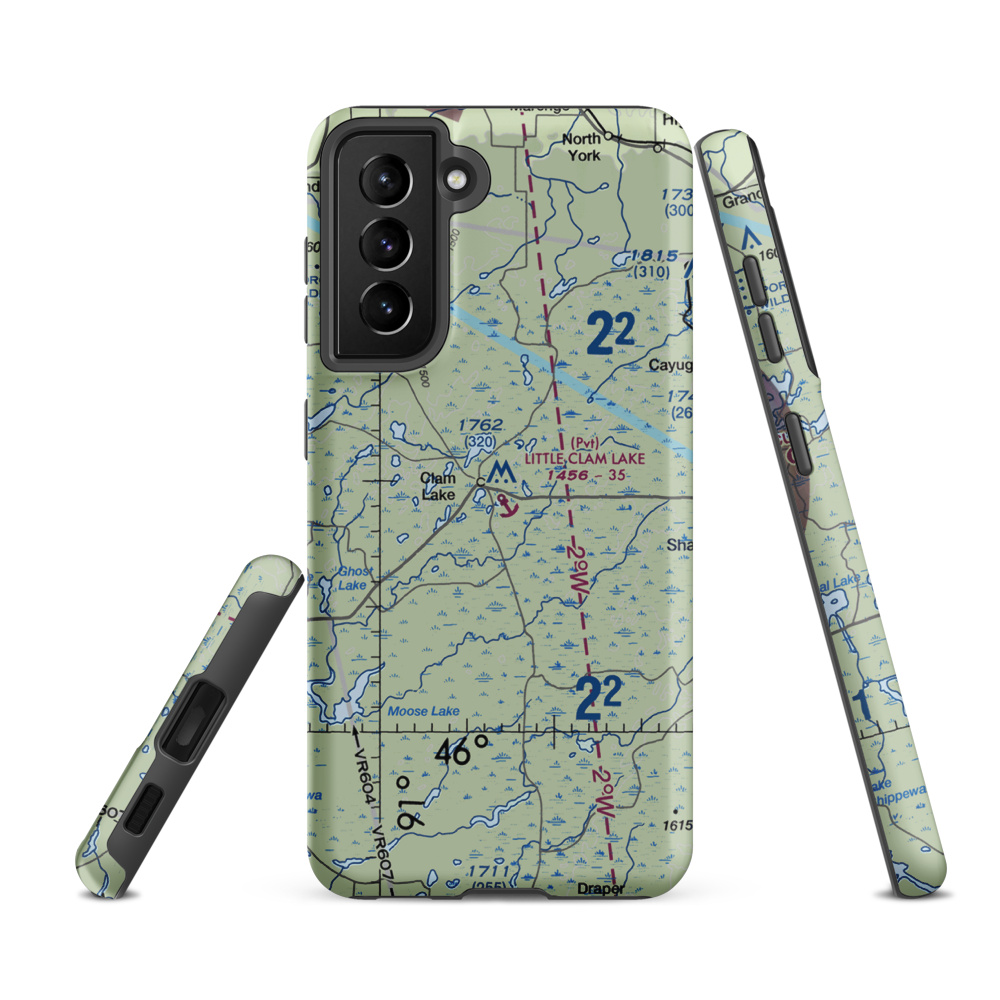 Little Clam Lake Seaplane Base (7WI1) VFR Sectional Samsung Phone Case Samsung Galaxy S21 Ultra model shown