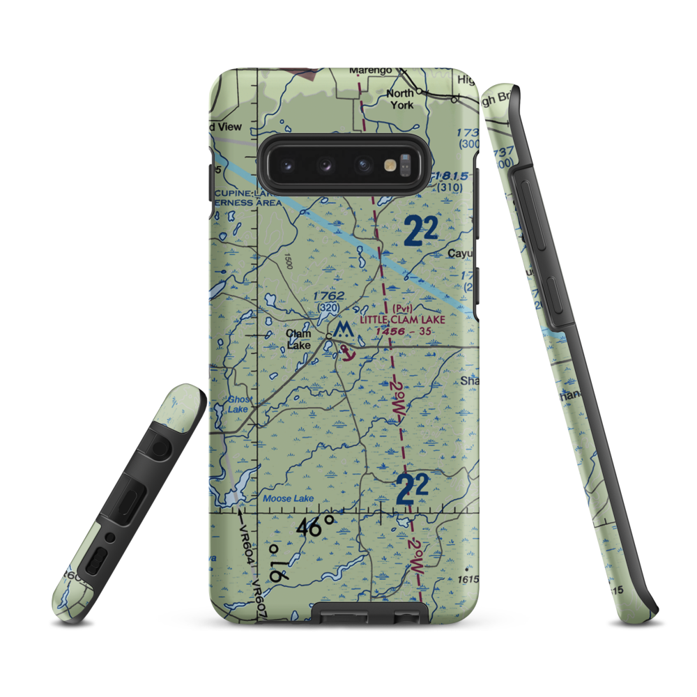 Little Clam Lake Seaplane Base (7WI1) VFR Sectional Samsung Phone Case Samsung Galaxy S10 Plus model shown