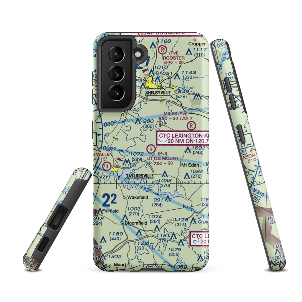 Little Mount International Airport (7KY3) VFR Sectional Samsung Phone Case Samsung Galaxy S21 FE model shown