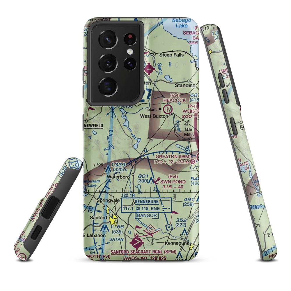 Little Ossipee Lake Seaplane Base (ME90) VFR Sectional Samsung Phone Case Samsung Galaxy S21 Ultra model shown