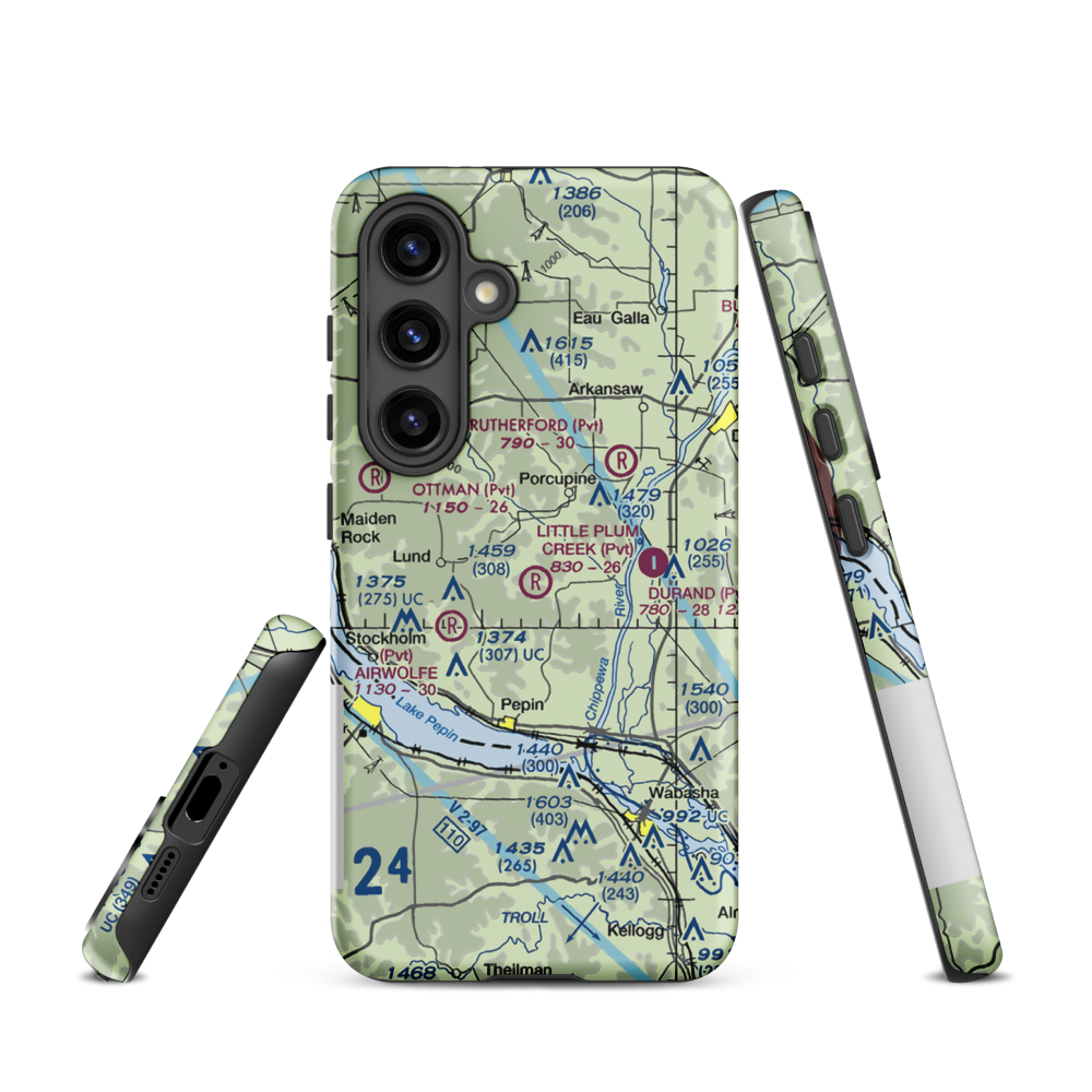 Little Plum Creek Airport (25WN) VFR Sectional Samsung Phone Case Samsung Galaxy S24 model shown