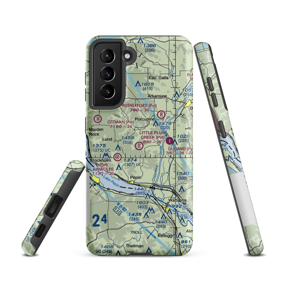 Little Plum Creek Airport (25WN) VFR Sectional Samsung Phone Case Samsung Galaxy S21 model shown