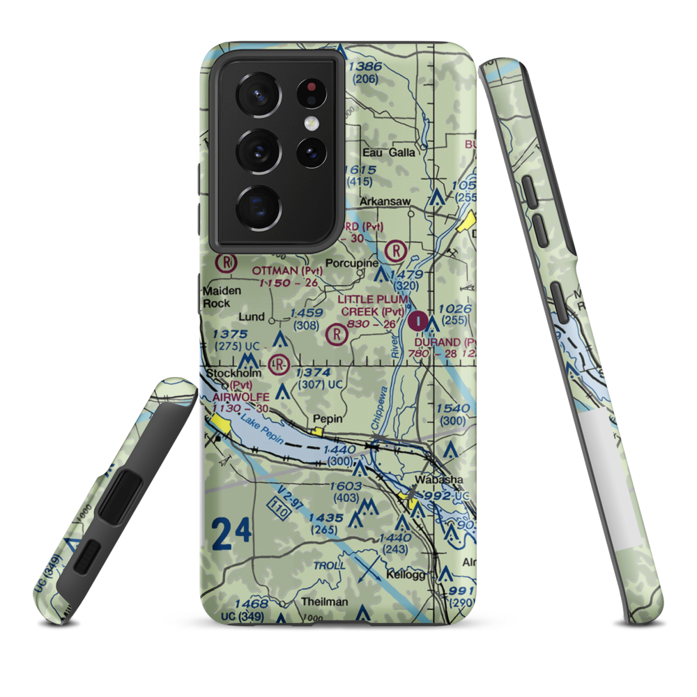 Little Plum Creek Airport (25WN) VFR Sectional Samsung Phone Case Samsung Galaxy S21 Plus model shown