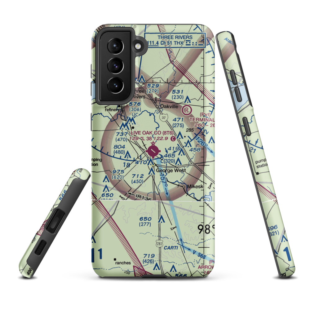 Live Oak County Airport (8T6) VFR Sectional Samsung Phone Case Samsung Galaxy S21 FE model shown