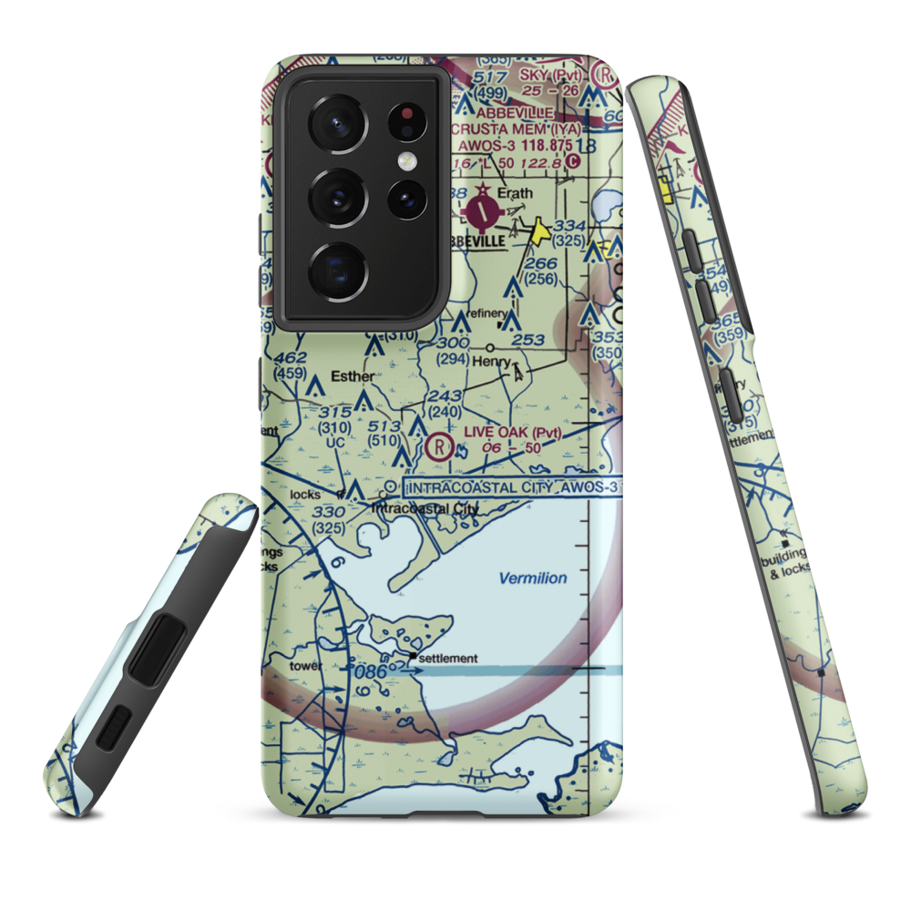 Live Oak Landing Strip (LA60) VFR Sectional Samsung Phone Case Samsung Galaxy S21 Plus model shown