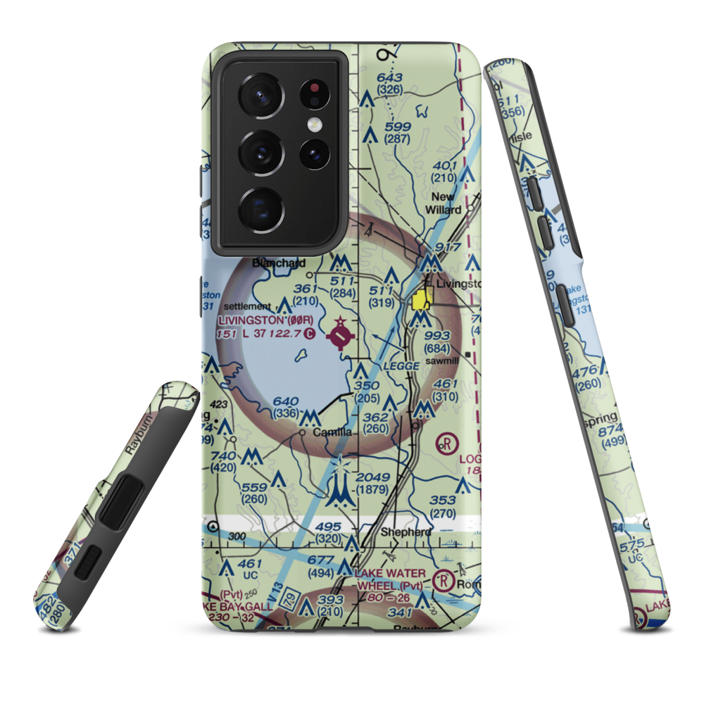 Livingston Municipal Airport (00R) VFR Sectional Samsung Phone Case Samsung Galaxy S21 Ultra model shown