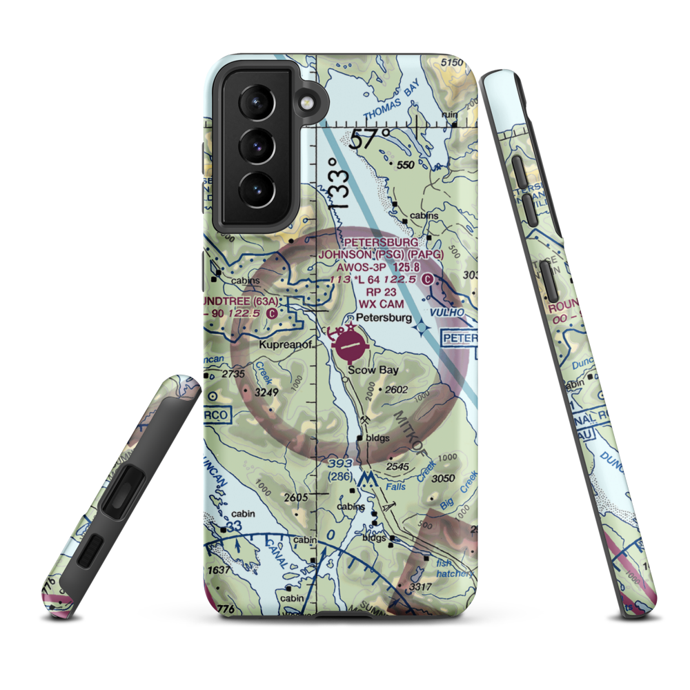 Lloyd R. Roundtree Seaplane Facility Seaplane Base (63A) VFR Sectional Samsung Phone Case Samsung Galaxy S21 Plus model shown