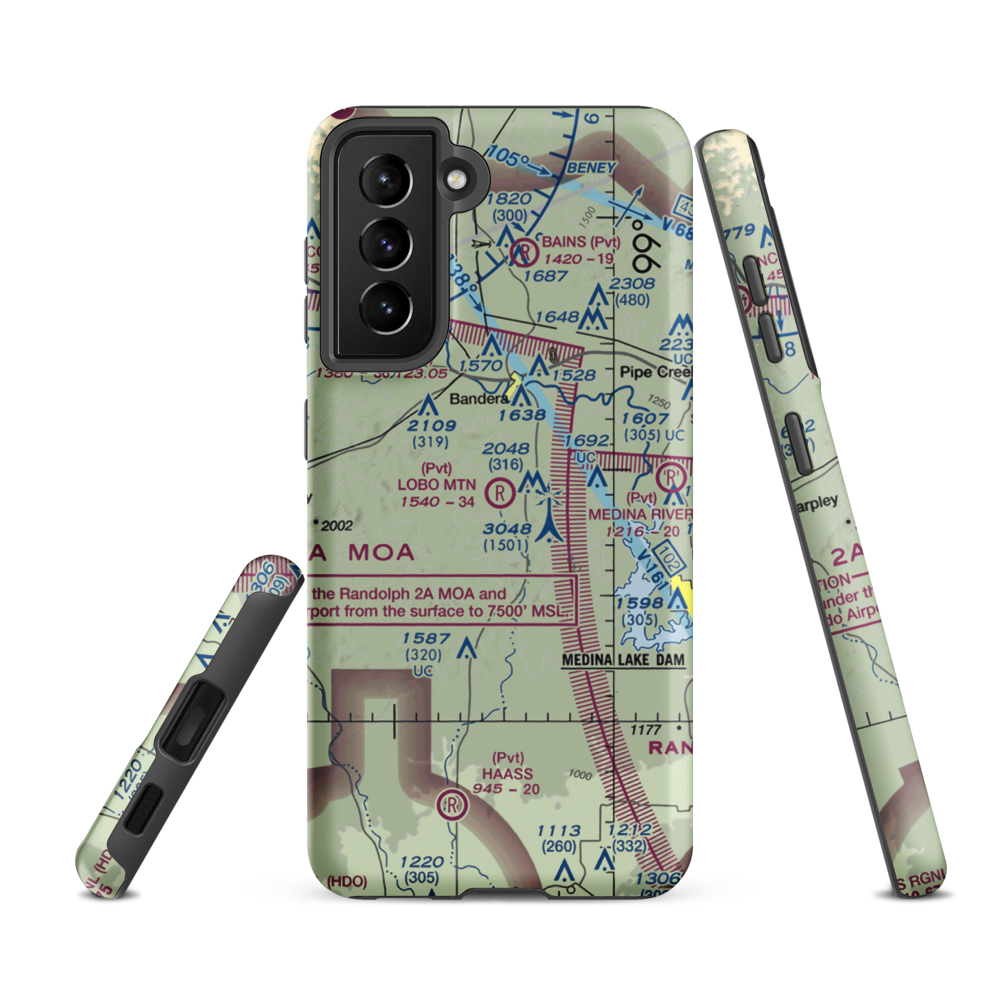 Lobo Mountain Ranch Airport (TE21) VFR Sectional Samsung Phone Case Samsung Galaxy S21 FE model shown