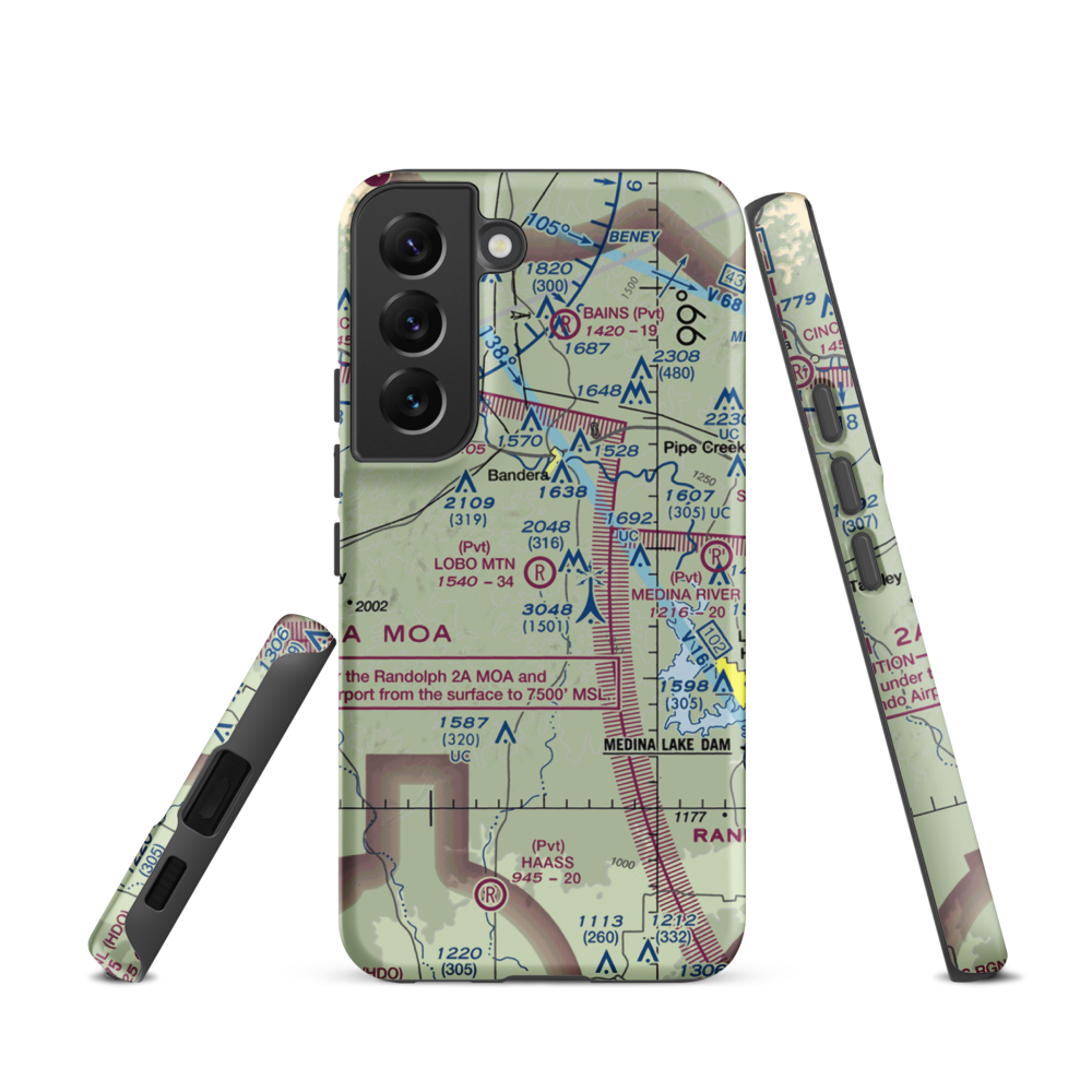Lobo Mountain Ranch Airport (TE21) VFR Sectional Samsung Phone Case Samsung Galaxy S22 model shown