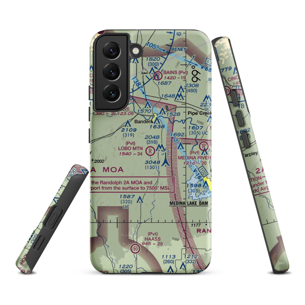 Lobo Mountain Ranch Airport (TE21) VFR Sectional Samsung Phone Case Samsung Galaxy S22 Plus model shown