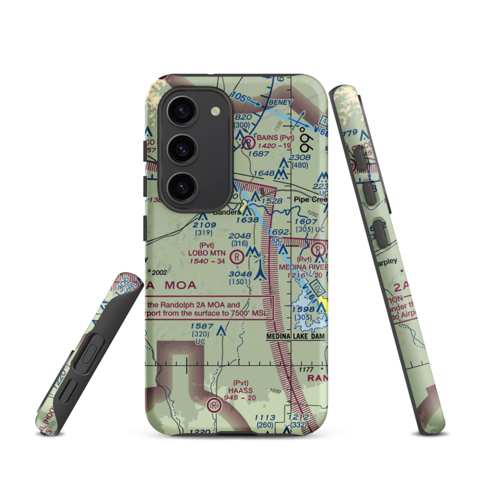 Lobo Mountain Ranch Airport (TE21) VFR Sectional Samsung Phone Case Samsung Galaxy S23 model shown