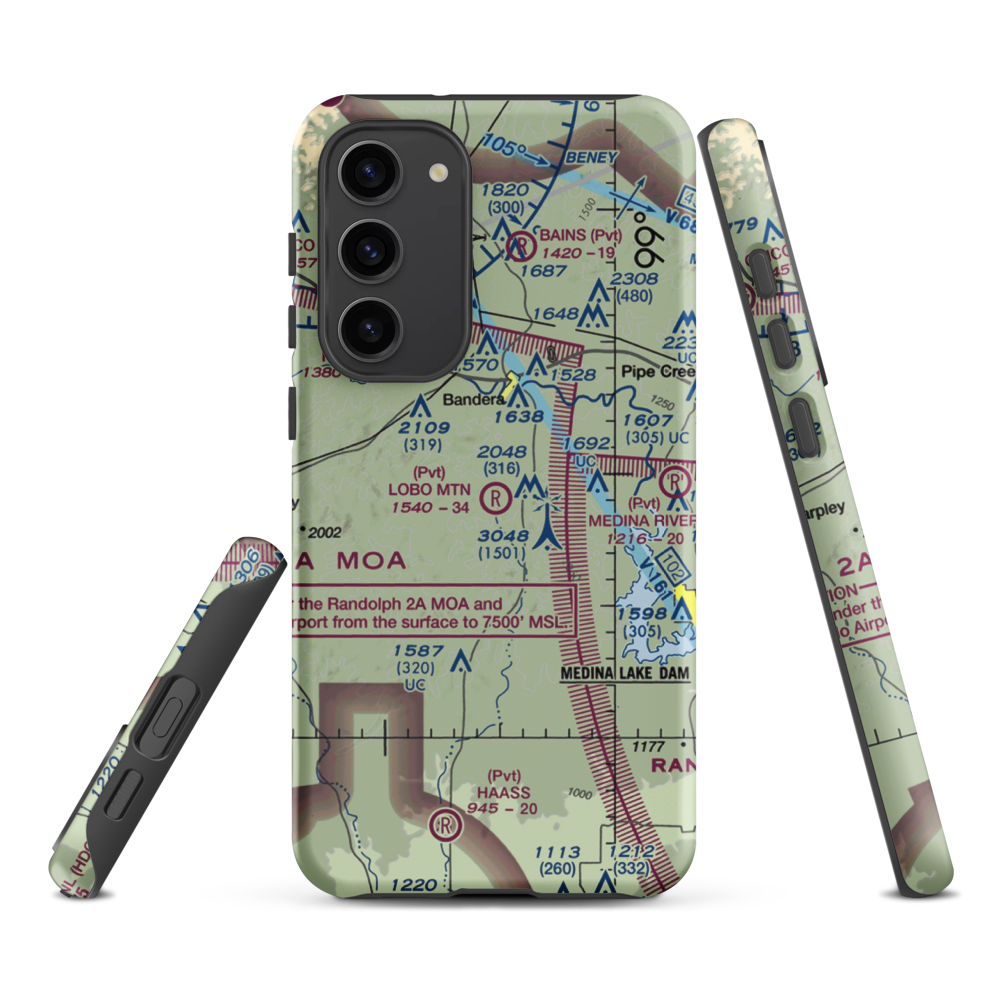 Lobo Mountain Ranch Airport (TE21) VFR Sectional Samsung Phone Case Samsung Galaxy S23 Plus model shown