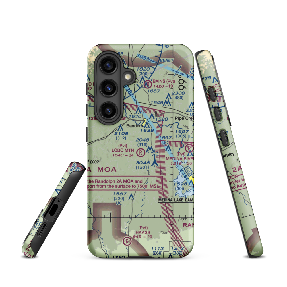 Lobo Mountain Ranch Airport (TE21) VFR Sectional Samsung Phone Case Samsung Galaxy S24 model shown