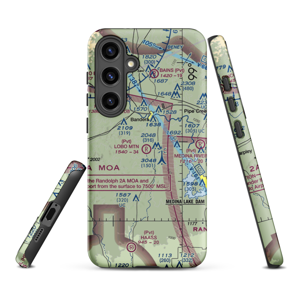 Lobo Mountain Ranch Airport (TE21) VFR Sectional Samsung Phone Case Samsung Galaxy S24 Plus model shown
